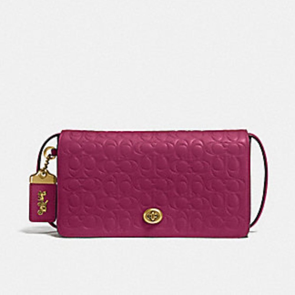 Coach Bright Cherry Red Leather Dinky Handbag Gold
